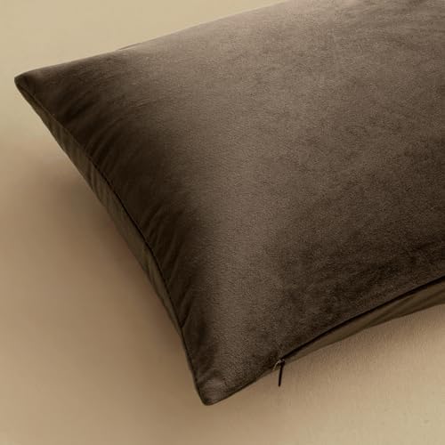 MIULEE Velvet Throw Pillow Covers 18x18 Inch Pack of 2 Coffee - Image 6