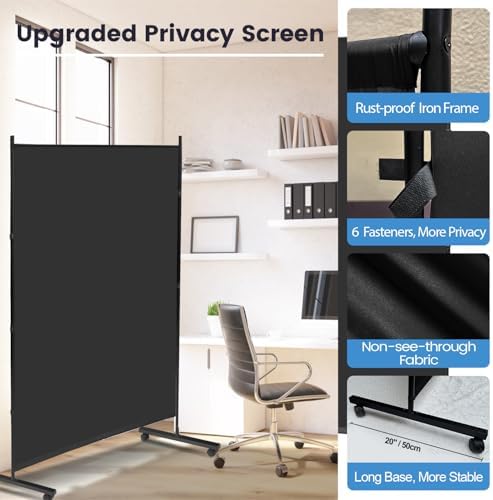 MAYOLIAH Large Single Panel Room Divider 71”W x 75”H Rolling Privacy Screen - Image 6