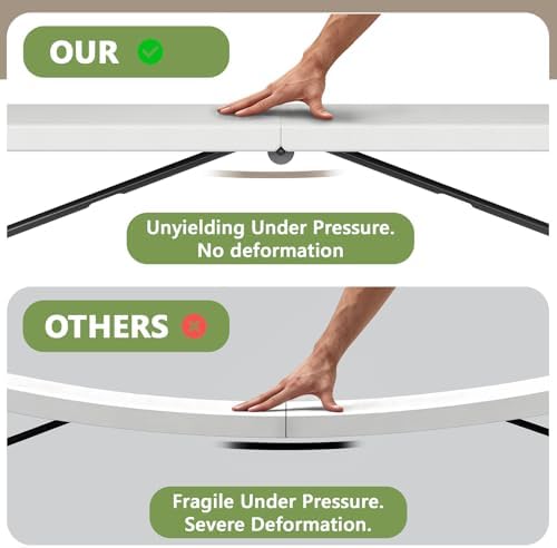 8FT Folding Table, Heavy Duty Plastic Fold-in-Half Utility Table with Handle, Portable Camping Picnic Table with Steel Legs for Indoor Outdoor Party, Dining, White - Image 6
