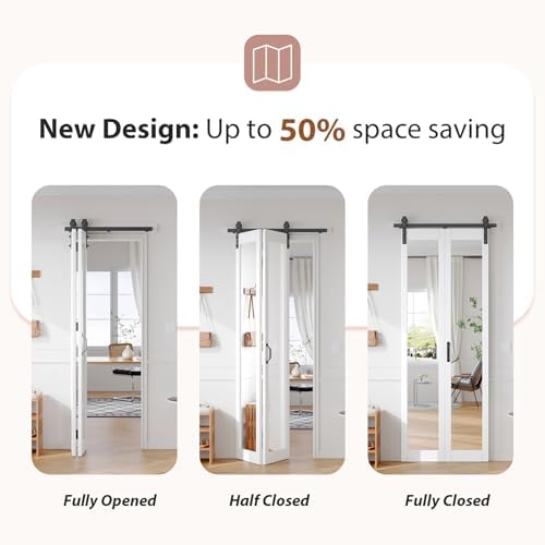 FREDBECK Bifold Mirror Closet Barn Door 36x96 Hardware Included,1 Panels - Image 3