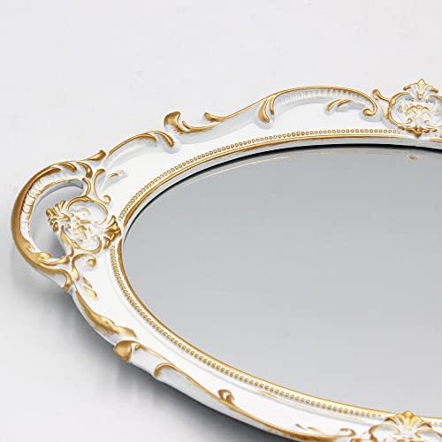 Eaoundm 14.5 x 10 inchs Oval Antique Decorative Wall Mirror (White) - Image 6