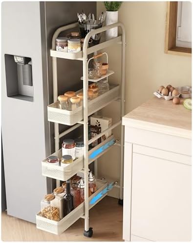 UMDONX 4-Tier Narrow Mobile Storage Cart with Pull-Out Baskets by UMDONXBuyNow