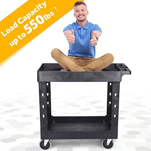 ELAFROS 2-Tier Utility Rolling Cart, 34 x 17 in, 5" Swivel Wheels, 550lb (Pack of 2) - Image 6