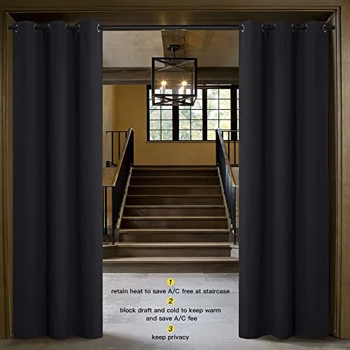 NICETOWN Faux Folding Accordion Doors, Front Door Curtains for Doorway, Privacy Blackout Living Room Bedroom Divider/Sliding Patio Decoration (1 Panel, 9ft Tall x 5ft Wide, Black) - Image 2