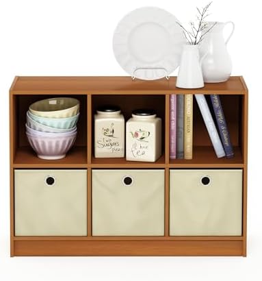Furinno Basic 6-Cube Book Shelf with Open Shelf, 3 x 2, Light Cherry - Image 5