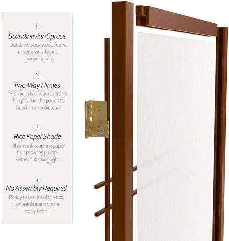 4 ft. Short Double Cross Shoji Screen - Walnut - 4 Panels - Image 4