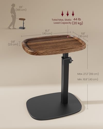 VASAGLE C Side Table Adjustable Height, Couch Sofa End Table, TV Tray - Image 2