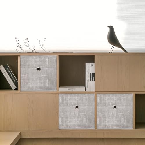 Foldable Storage Cubes Bins ,11 Inch Cloth Storage Cube Fabric Storage Box Cubes Organizer Baskets with Handles for Home Organizer Set of 6 (Cowboy Grey) - Image 4