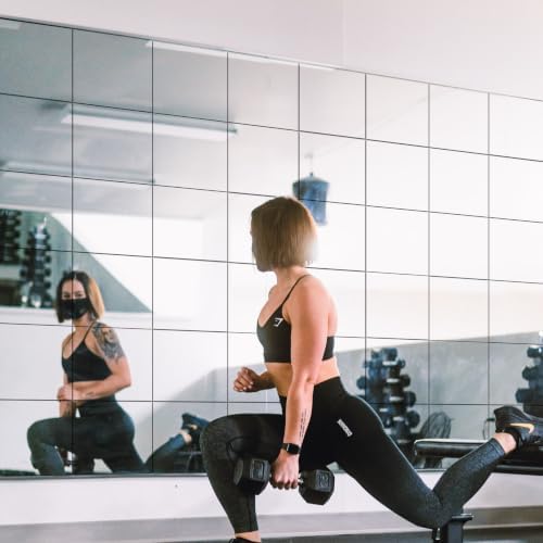 TRAHOME Home Gym Mirror Tiles for Wall, 12"x12"x4PCS Full Length Mirror - Image 4