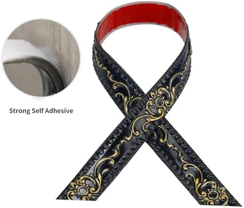 Flexible Molding Trim Wall Trim, 16.4 Feet Self Adhesive Peel and Stick Molding Ceiling Molding, Cabinet Border, Mirror Frame Trim Wall Trim for Home Decor Wall Molding & Trim (Black and Gold) - Image 3
