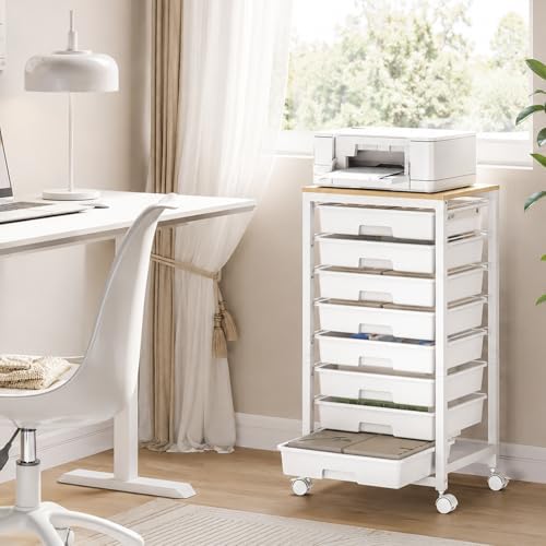 SYKIARIOL Rolling Cart with 8 Drawers,White - Image 6