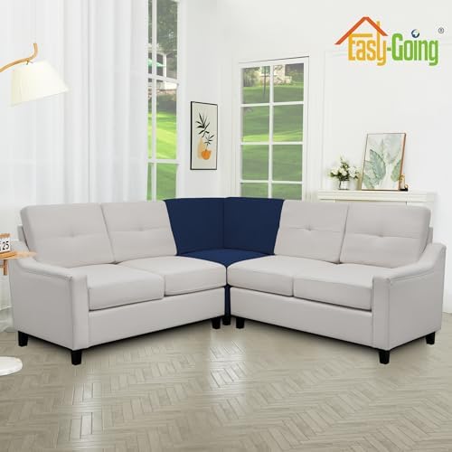 Easy-Going Stretch Soft Sectional Corner Sofa Couch Slipcover Navy - Image 3