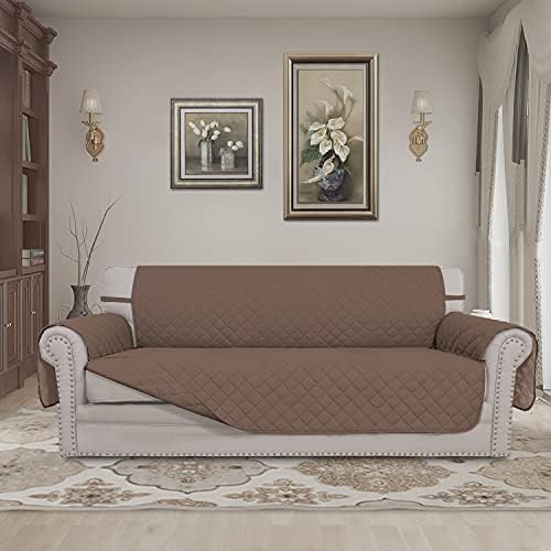 Easy-Going Reversible Oversized Couch Cover for 3 Cushion Couch Sofa Cover for Dogs Water Resistant Furniture Protector Cover with Foam Sticks for Pet (Oversized Sofa, Brown/Brown) - Image 2