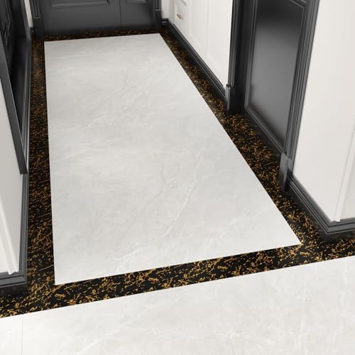 Wallercity Border Wallpaper for Bathroom Peel and Stick Border Trim Waterproof Marble Countertop Contact Paper Self Adhesive Wallpaper Borders for Kitchen Mirror Trim Hallway Black/Gold 3.94''x394'' - Image 7