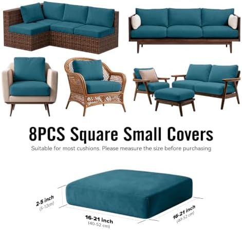 8Pcs Outdoor Cushion Covers, Stretch Patio Furniture Couch Chair Slipcovers - Image 2
