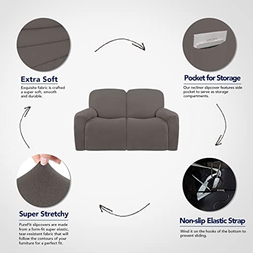 PureFit Super Stretch Loveseat Recliner Sofa Couch Cover with Pocket - Image 3