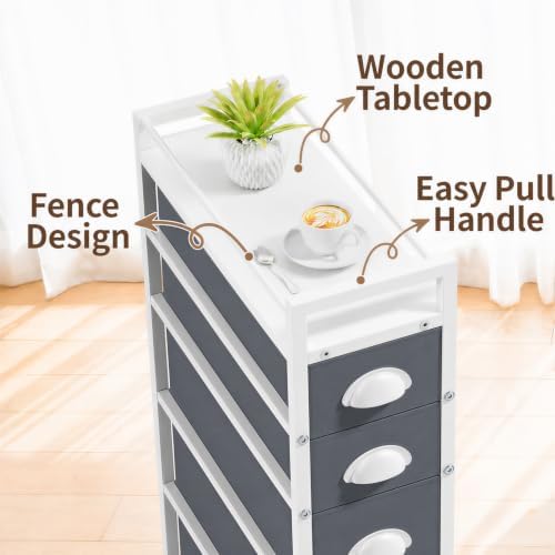 LASZOLA Narrow Cabinet Slim Storage Cart for Bathroom Small Space, Gray - Image 7