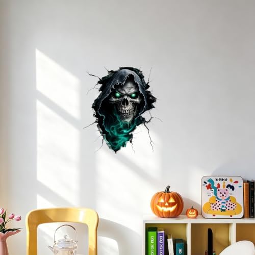 ANNA QUEEN Grim Reaper Skull Wall Decals Peel and Stick Halloween Wall Stickers, Dark Horror Removable Vinyl Wall Decor, Scary Skeleton Wall Art for Haunted House Bedroom Living Room Party Decorations - Image 7