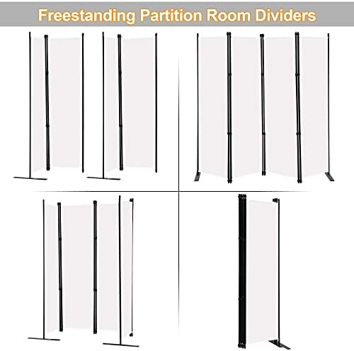 MAYOLIAH Indoor Room Divider 4 Panels 6Ft Tall Folding Privacy Screen White - Image 4