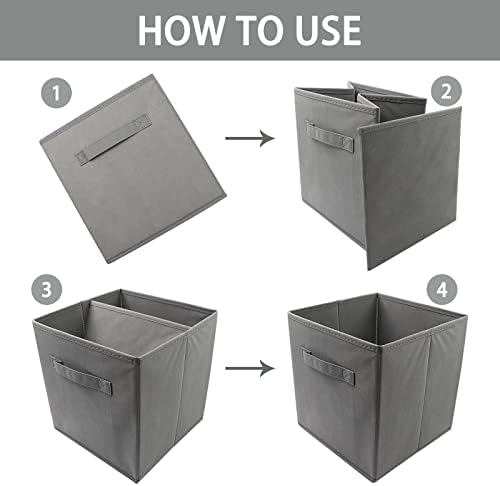 EBIGIC storage bins collapsible storage bins,cube storage organizer (Pack of 6) 9*7.5*7.5inch,For home and office Collapsible Closet Shelf Organizers, Drawer Organizers (Grey) - Image 4