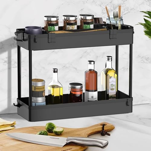 SPACELEAD 2-piece Set Slim Storage Cart 3 Tier,Bathroom Organizer Rolling Utility,Mobile Shelving Unit Slide Out for Office, Kitchen, Laundry Room & Narrow Places - Image 3