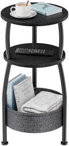 Small Round Side Table for Living Room with Storage Basket, 11.81in by designyourhome