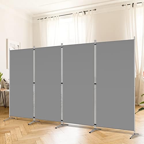 RANTILA 4 Panel Room Divider, 6 Ft Tall Folding Privacy Screen Room Dividers, Freestanding Room Partition Wall Dividers, 136''W x 20''D x 71''H, Grey by RANTILA
