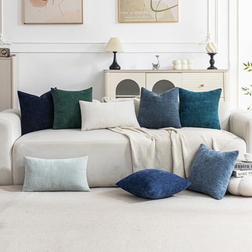 Set of 4 Soft Textured Decorative Throw Pillow Covers 20x20 Inch Cozy Farmhouse Cushion Cover Square Accent Pillow Cases for Bed Couch Sofa Living Room, Teal - Image 2
