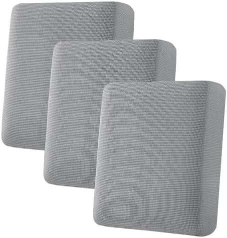 H.VERSAILTEX Super Stretch Individual Seat Cushion Covers - 3 Piece Sofa Cushion Covers in Dove, Thick Jacquard Textured Twill Fabric by HVERSAILTEX