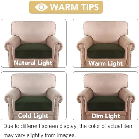 H.VERSAILTEX Velvet Stretch Couch Cushion Cover Plush Cushion Slipcover for Chair Cushion Furniture Protector Seat Cushion Sofa Cover (1 Piece Armchair Cushion Covers, Olive) - Image 6