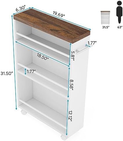 Tribesigns Slim Storage Cart, Rolling Narrow Kitchen Cart on Wheels for Small Place, 4-Tier Slide Out Slim Utility Cart Skinny Laundry Cart with Handle for Kitchen, Bathroom, Laundry - Image 2