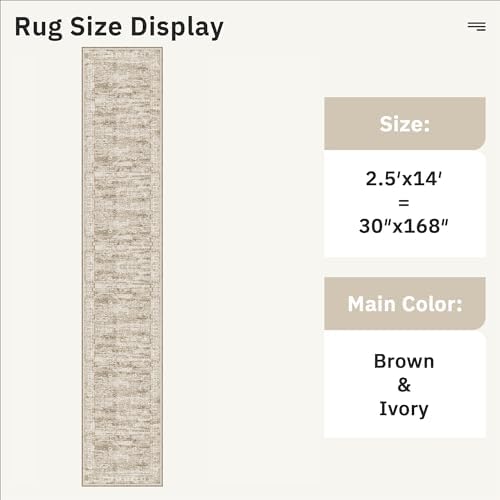 Soalmost Hallway Runner Rug 2'6" x 14' Washable Long Kitchen Rugs Brown - Image 5