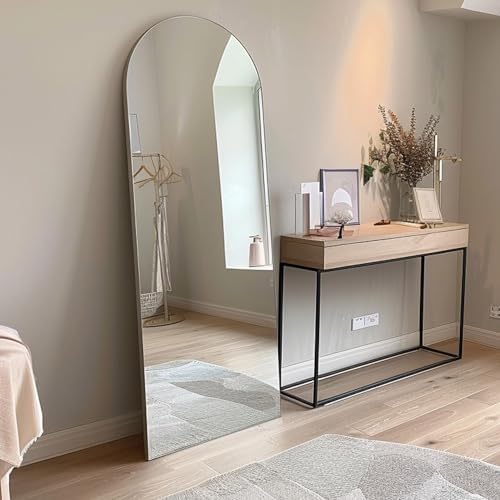 65''x22'' Arched Full Length Mirror with Stand, Full Body Mirror Full Length Floor Freestanding, Wall Mounted Mirrors for Bedroom Living Room Cloakroom (White) - Image 3