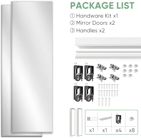JUBEST 48''x80'' Mirror Closet Doors, One Side Sliding Closet Door - Image 4