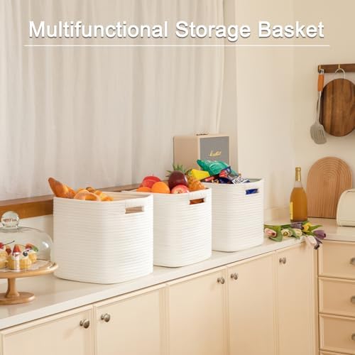 OIAHOMY Storage Cubes 11 Inch Storage Bins 3-Pack Square Baskets White - Image 6