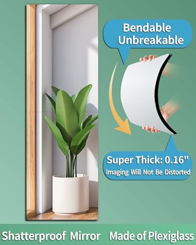 Unbreakable Full Length Wall Mirror,Mirrors for Bedroom,Over The Door Mirror,2 Pcs 24"x14",Shatterproof Plexiglass Acrylic,Long Closet,Workout for Home Gym Body Mirrors for Bedroom - Image 3