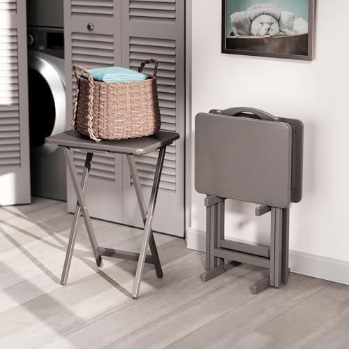 Winsome Alex Set of 4 Foldable Snack Tables with Storage Rack - Image 4