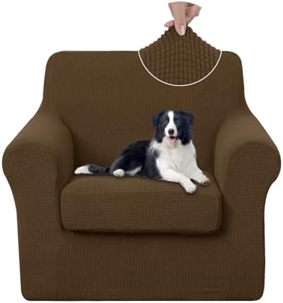 U-NICE HOME 2 Pieces Chair Covers Stretch Chair Slipcover, Brown by U-NICEHOME