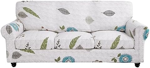 SearchI Stretch Sofa Cover Printed Couch Cover, Floral Pattern 4 Pieces Sofa Slipcover with 3 Separate Cushion Cover, Washable Furniture Protector for Living Room(Sofa, Autumn Leaves) by SearchI