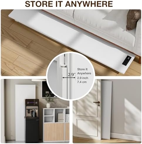 TEMI Long Computer Desk Folding Table - No Assembly, Compact 55.1" Foldable Desk with Power Outlets & USB Charging Port, Portable Lagre Office Desk, Ideal Large Study Table for Narrow Spaces,White Ash - Image 5