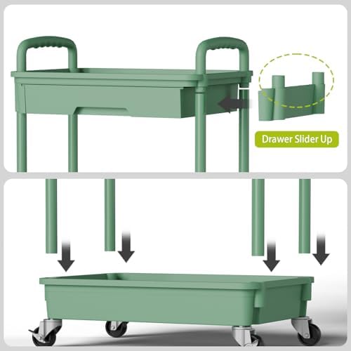 Sorgion 5 Tier Rolling Cart Organizer,Bathroom Cart Organizers with Wheels Laundry Room Organization Mobile Shelving Unit Utility Cart Storage Shelves Multi-Functional for Office, Home(Green) - Image 5