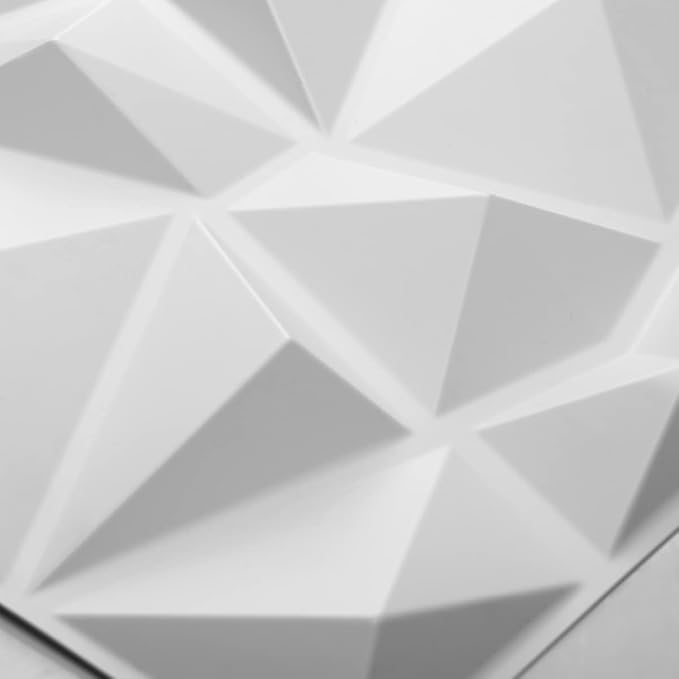 Art3d Decorative 3D Wall Panels in Diamond Design, 11.8"x11.8" Matt White (33 Pack) - Image 7