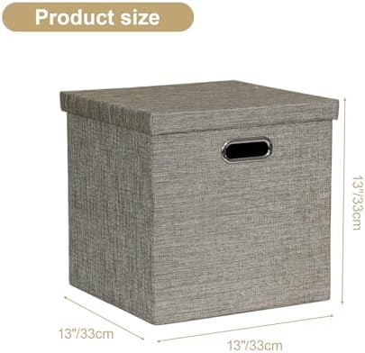 Posprica Storage Bins with Lids,13×13×13 Foldable Storage Cube Baskets Boxes Fabric Drawers for Closet Shelf Cabinet Bookcase,Set of 4,Coffee - Image 2