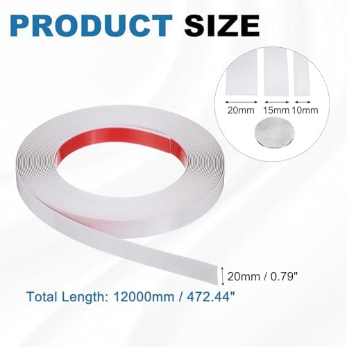 uxcell White Peel and Stick Molding Trim, 0.8 Inch x 39.4 ft Self-Adhesive Mirror Tape, Flexible PVC Border Strip for Wall Decoration Tile Edge Ceiling Floor Frame Furniture Decoration - Image 2