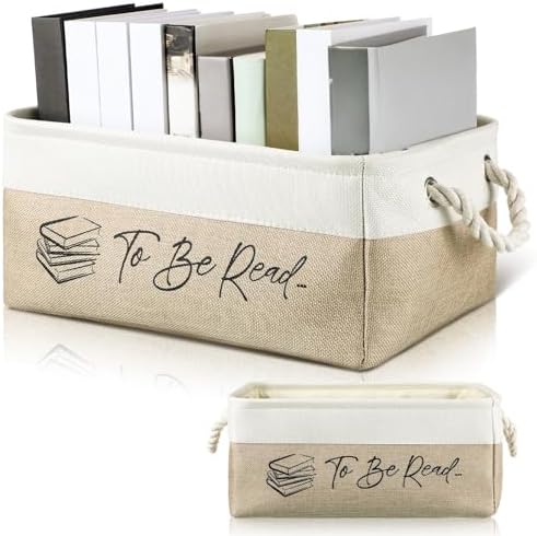 Marsui 1 Pcs TBR Basket Book Storage Bin Bookish Gifts, White and Beige by Marsui