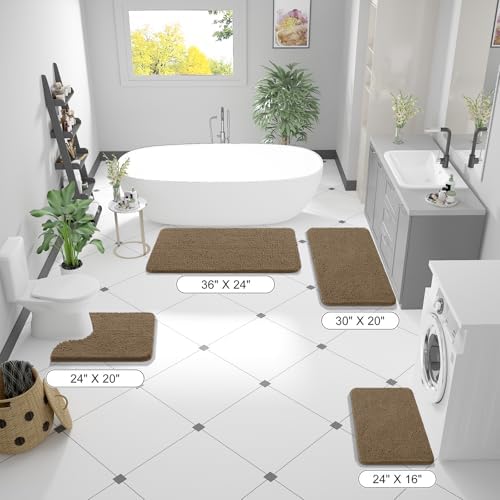 OLANLY Bathroom Runner Rugs 47x17, Extra Soft Absorbent Chenille Bath Rugs - Image 2