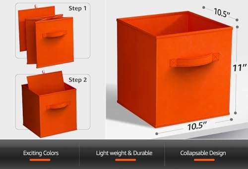 Sorbus Fabric Storage Cubes, 8 Pack, with Handles (11 Inch, Orange) - Image 5