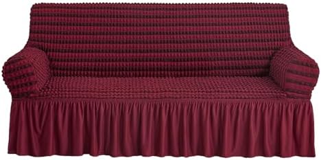 NICEEC Sofa Cover Double Red Couch Cover Stretch Sofa Slipcover with Skirt by NICEEC