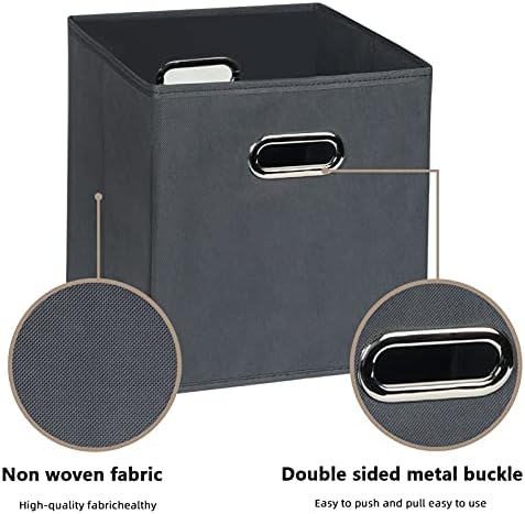 Fabric Cloth Storage Bins,Fabric Cube Organizer with Dual Handles Foldable Cube Storage Baskets for Home Bedroom Storage,Set of 6, Gray - Image 3