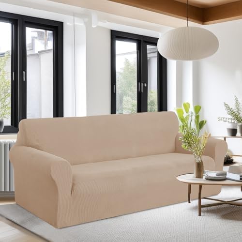 U-NICE HOME Oversized Stretch Couch Cover Slipcover, Camel - Image 2